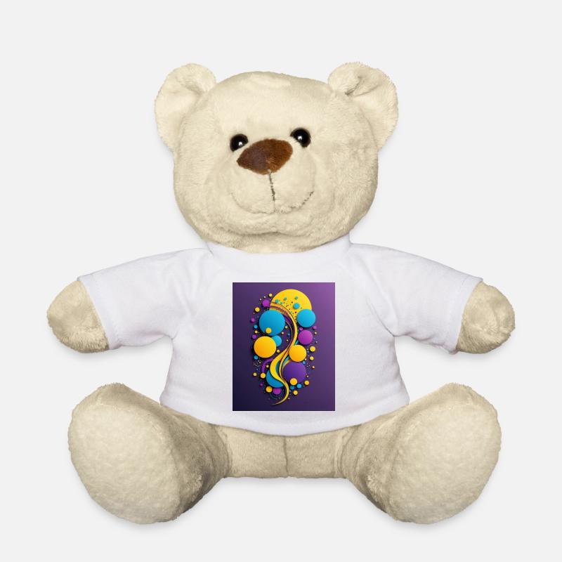 Paint balls and swirls - Teddy Bear - white