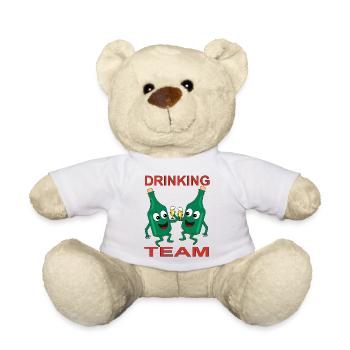 Verschmitzte Bierflaschen Trinkteam - Teddy - Weiß - Vorne
