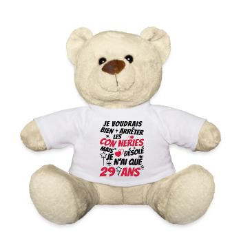 connerie 29 ans / cadeau 29 ans / jai 29 ans - Nounours - blanc - Devant