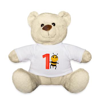 1 an - Inscription à l’école - Motif abeille - Numéro 1 - Nounours - blanc - Devant