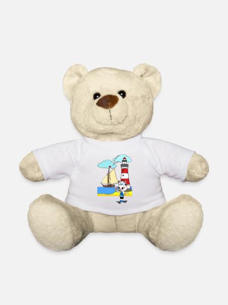 Katze Ferien Nordsee Ostsee Urlaub Kinder Kind - Teddy - Weiß