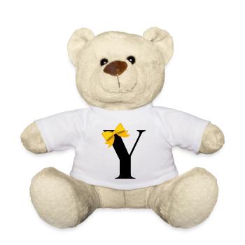 Lettre y nœud jaune - Nounours - blanc - Devant