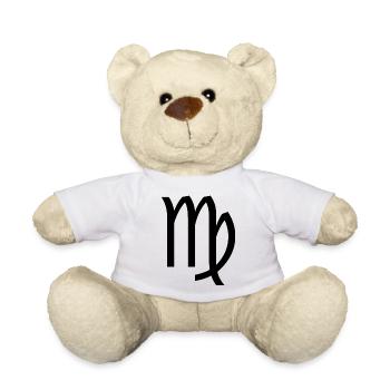 Signe du zodiaque Vierge, design exclusif de t-shirt - Nounours - blanc - Devant