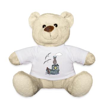 Seepferd Matrose maritim Kinder Kind Boot Ahoi - Teddy - Weiß - Vorne