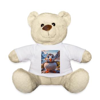 super cute birds – puffin - Teddy Bear - white - Front