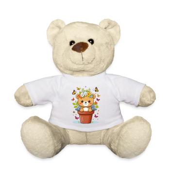 Ours en peluche mignon dans un pot de fleurs - Nounours - blanc - Devant
