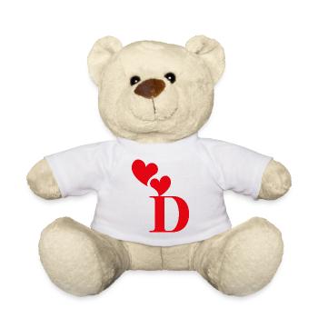 Roter Herz-Buchstabe - Teddy - Weiß - Vorne