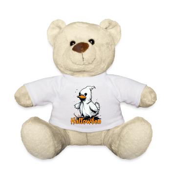 Spooky Duck Ghost Halloween T-Shirt | Cute Ghostly - Teddy Bear - white - Front