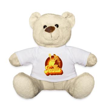 Funny Tennis Player Racket Retro - Teddy Bear - white - Front