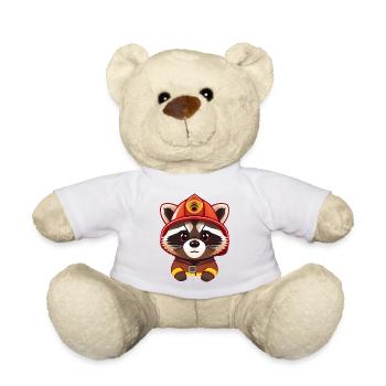 Héros raton laveur en tenue de pompier - Nounours - blanc - Devant