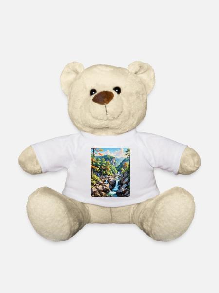 Ruhige Berg-Wasserfall-Landschaft - Teddy - Weiß