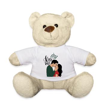 Embrasse-moi sous le gui - Nounours - blanc - Devant