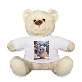 super cute animals in a forest – snow owl - Teddy Bear - white - Front