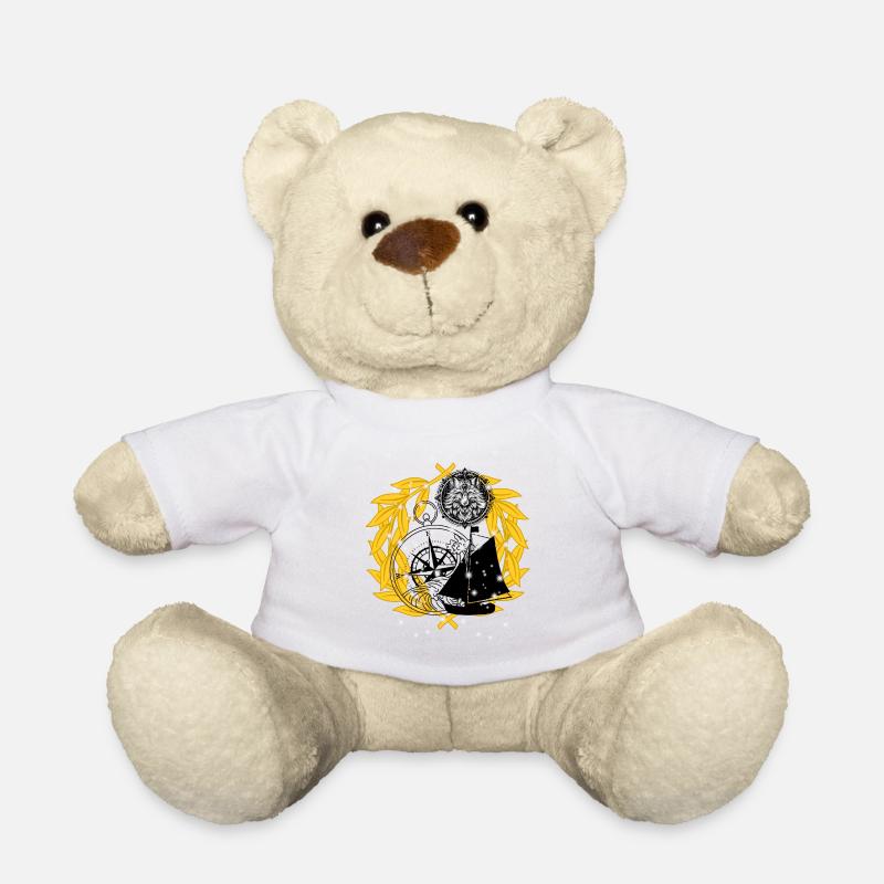Seefahrt Kompass Segelschiff maritim - Teddy - Weiß