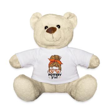 Pottery Ceramics Artist Girl - Teddy Bear - white - Front