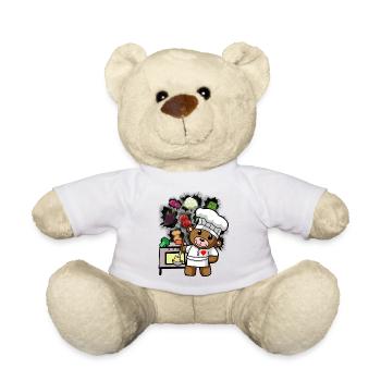 ours en peluche, cuisinier, chef, cuisinier, cuisinier, cuisinier, légumes - Nounours - blanc - Devant