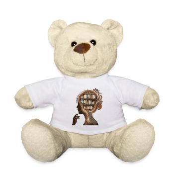 Bücher Kopf Illustration Denken Wissen - Teddy - Weiß - Vorne