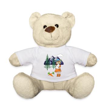 Happy Easter Girl Bunny Rabbit Turnips Mountains - Teddy Bear - white - Front