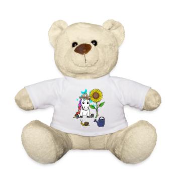 Licorne jardinier jardin nature tournesol enfant - Nounours - blanc - Devant