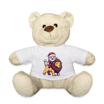 Lion Santa Claus Cartoon - Teddy Bear - white - Front