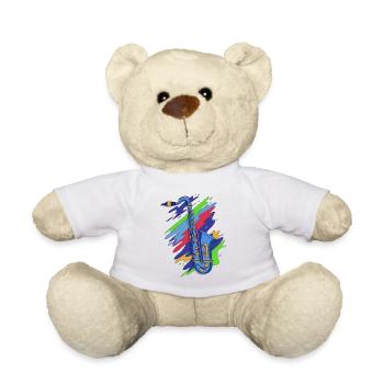 Music Celebrations: Saxophone Rock 'n' Roll Artists - Teddy Bear - white - Front