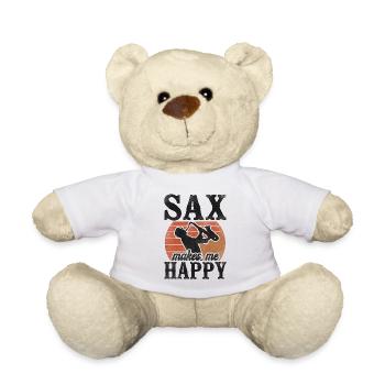 Saxophone Pun Sax Makes Me Smile - Teddy Bear - white - Front