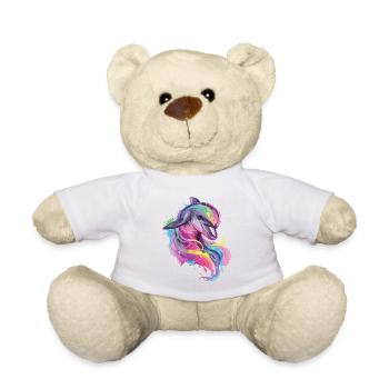 Delfin Delphin Ozean Meer Strand Natur Bunt Kunst - Teddy - Weiß - Vorne