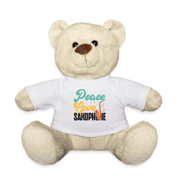 Saxophone Girl Peace Love - Teddy Bear - white - Front