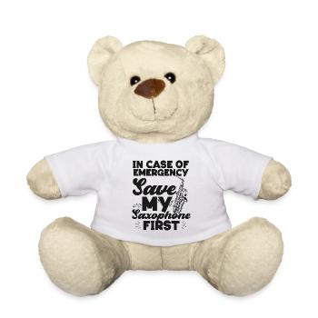 Saxophone In Case Of Emergency - Teddy Bear - white - Front
