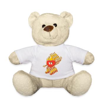 mascotte cœur enflammé rétro multidimensionnel - Nounours - blanc - Devant