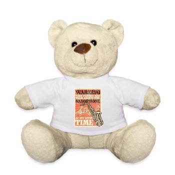 Saxophone Warning This Person May - Teddy Bear - white - Front