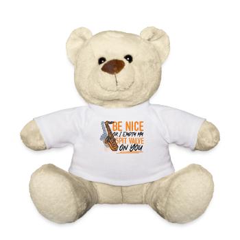 Saxophone Be Nice Or I Empty My - Nounours - blanc - Devant
