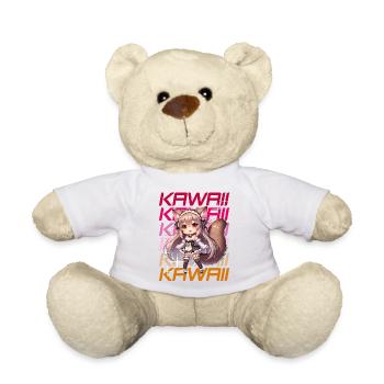 Kawaii Chibi Anime Girl in Cat Costume - Teddy Bear - white - Front