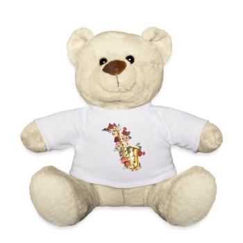 Saxophone Flower Rose Floral - Teddy Bear - white - Front