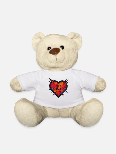 Herz - Lets Rock - Valentinstag, Freundschaft - Teddy - Weiß