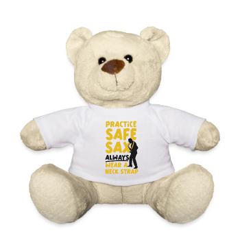 Saxophones Pun Practice Safe Sax - Teddy Bear - white - Front