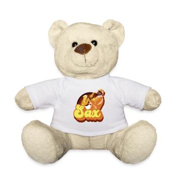 Saxophone Retro Vintage 70s Sax - Teddy Bear - white - Front