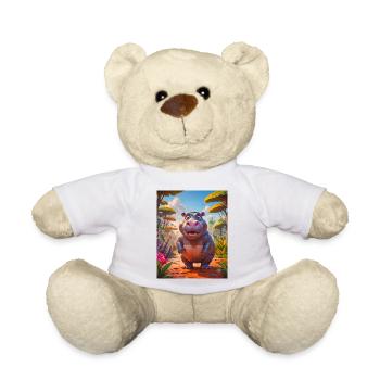 super süße afrikanische Tiere – Nilpferd - Teddy - Weiß - Vorne