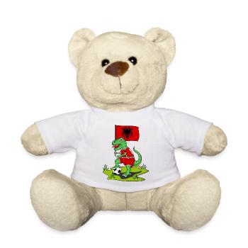 Albania Flag Dinosaur Rex Football - Teddy Bear - white - Front