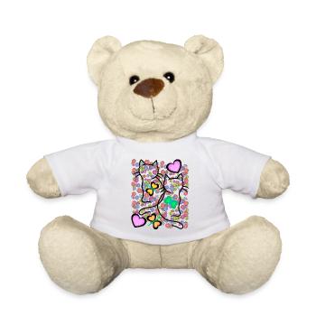Printemps Eté Rétro Chats Fleurs Années 80 Années 90 - Nounours - blanc - Devant