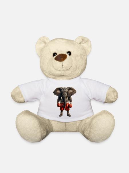 Elefant mit Boxhandschuhen - Teddy - Weiß