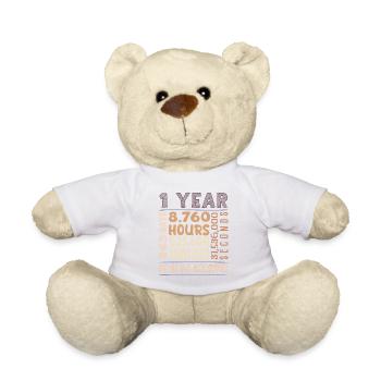 Birthday outfit for 1 year old! 1st Birthday - Teddy Bear - white - Front