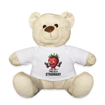This Is A Strobbery – Lustige Erdbeer Gangster - Teddy - Weiß - Vorne
