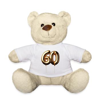 60 Years Gold Balloon Foil Balloon Gift - Teddy Bear - white - Front