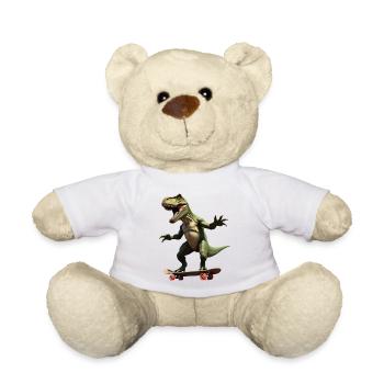 Funny T-Rex on Skateboard - Dinosaur - Teddy Bear - white - Front