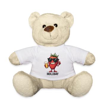 Coole Erdbeere mit Bier – für Urlaub & Festival - Teddy - Weiß - Vorne