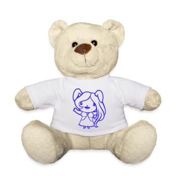 Bunny Girl Pretty Woman Bunny Waving Long Hair - Teddy Bear - white - Front