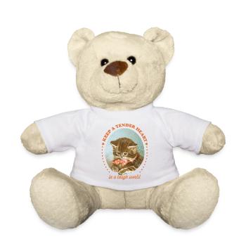 Tender Heart – Vintage Cat Lover Design - Teddy Bear - white - Front
