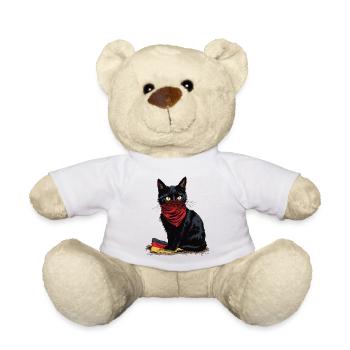Black Cat Antifa - Schwarze Katze - Teddy - Weiß - Vorne