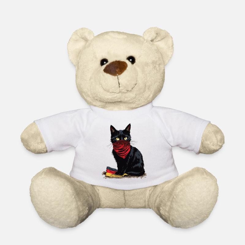 Black Cat Antifa - Schwarze Katze - Teddy - Weiß